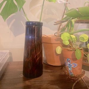 Amber glass vase